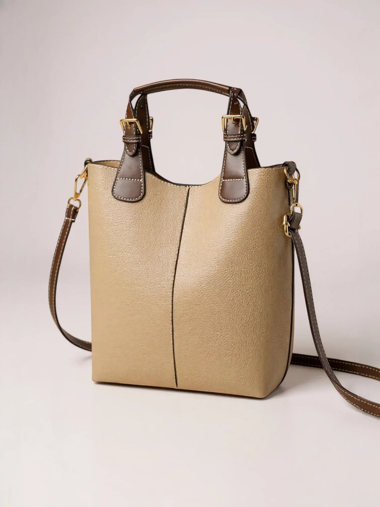 Sac seau allongé similicuir Beige