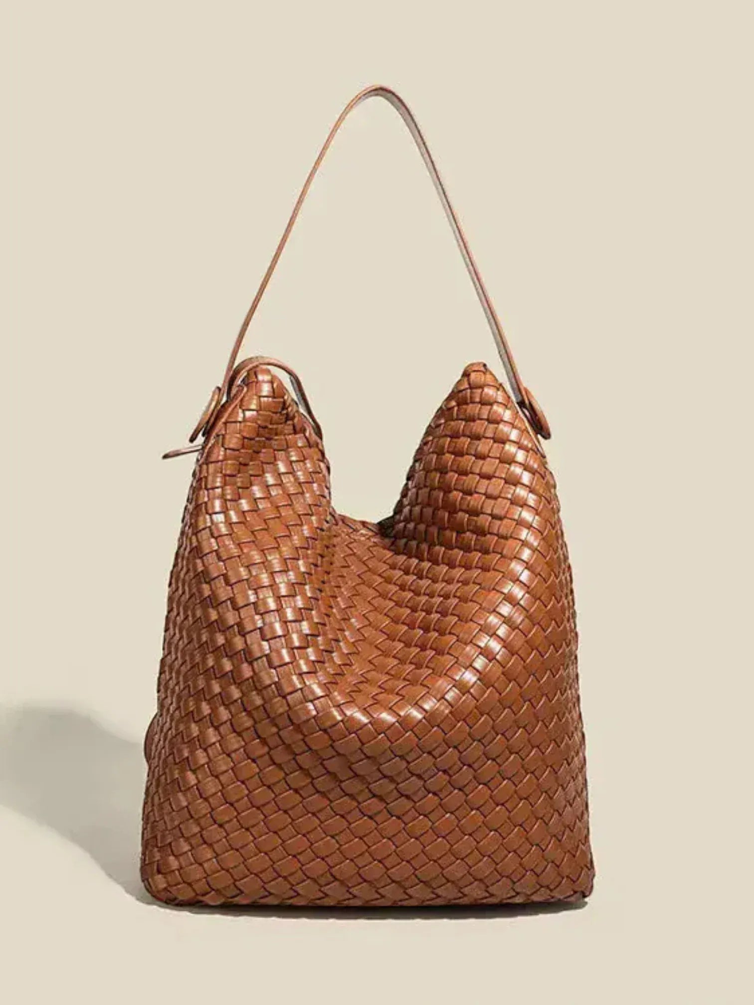 Sac seau arrangé en cuir vegan Marron