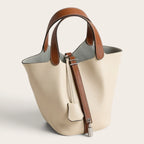 Sac seau bicolore beige