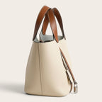 Sac seau bicolore beige