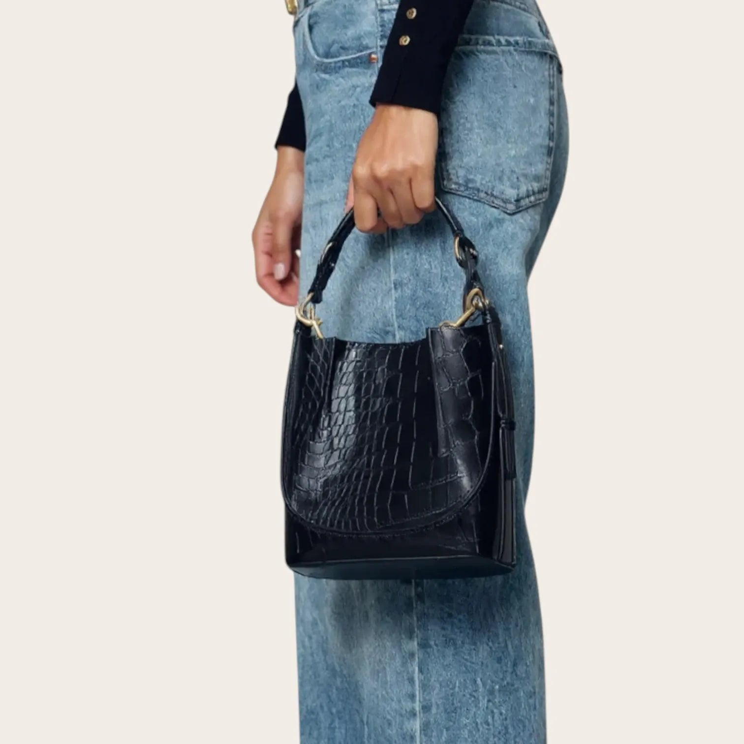 Sac seau croco noir
