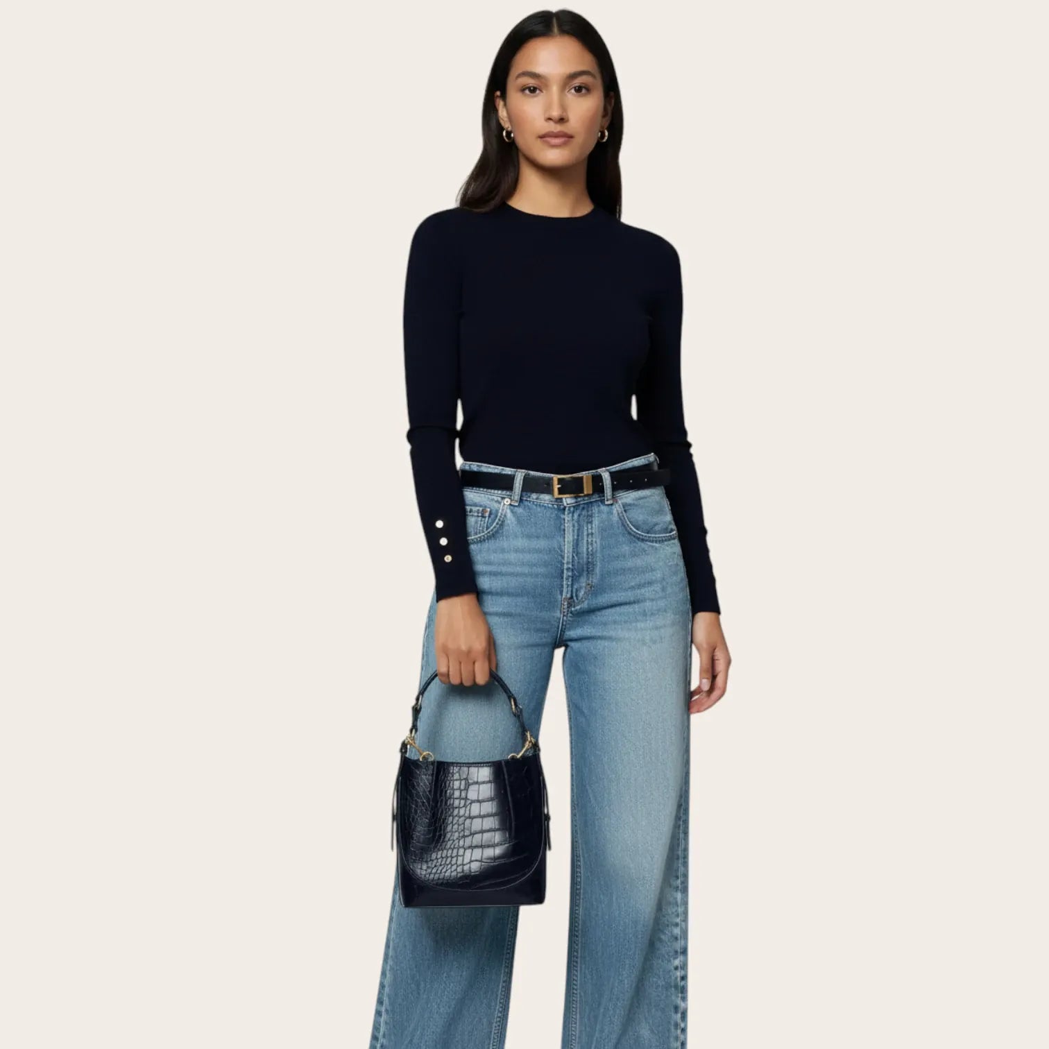 Sac seau croco noir