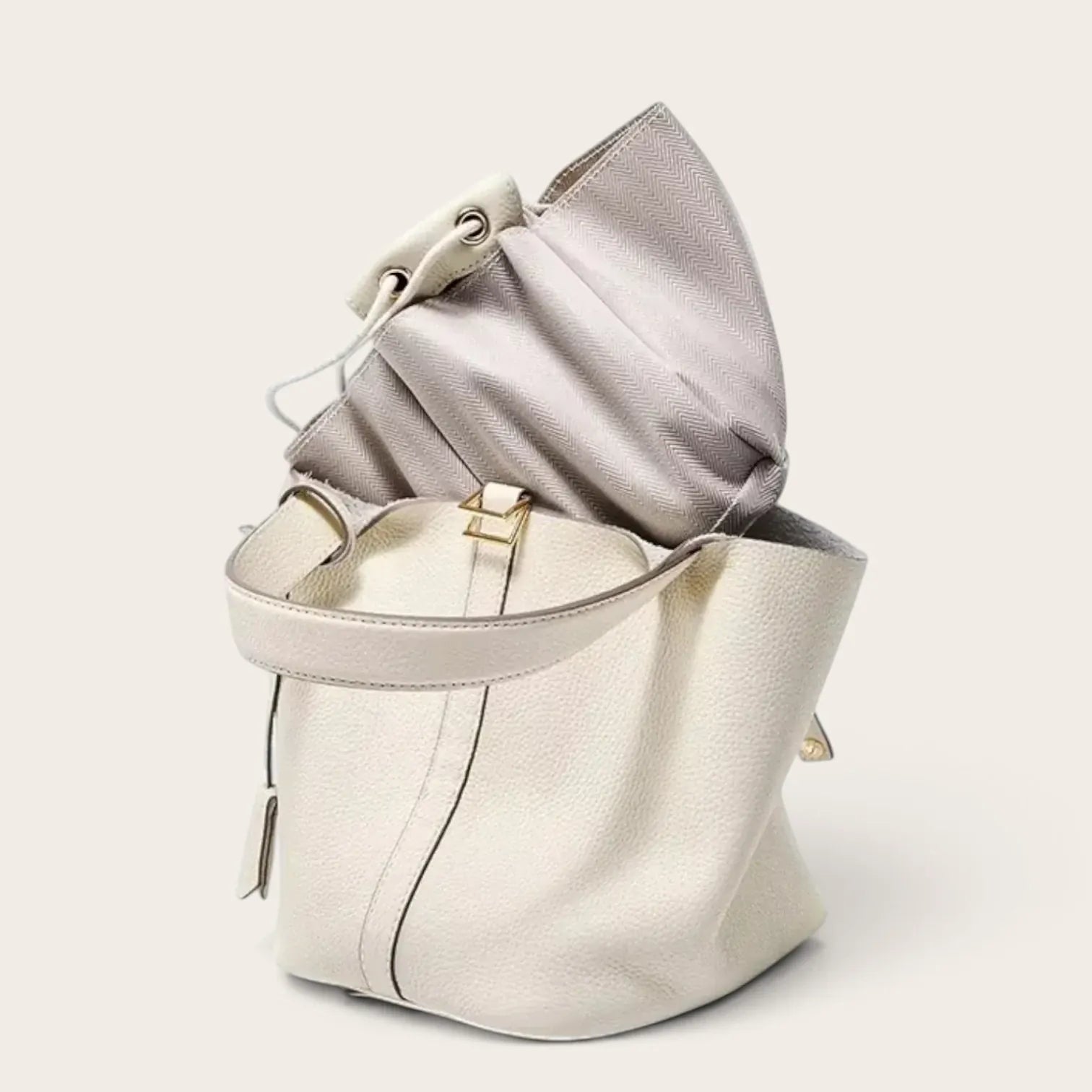 Sac seau en cuir lock in Beige