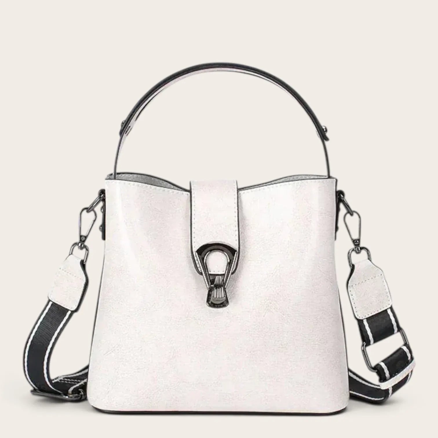 Sac seau en cuir lustré Blanc