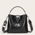 Sac seau en cuir lustré Noir