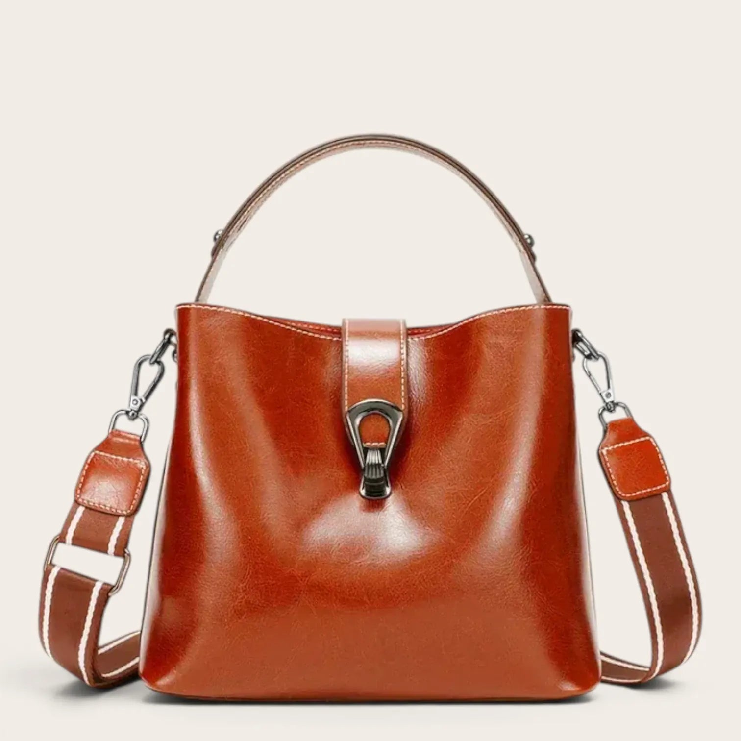 Sac seau en cuir lustré