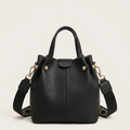 Sac seau en cuir vegan épais Noir