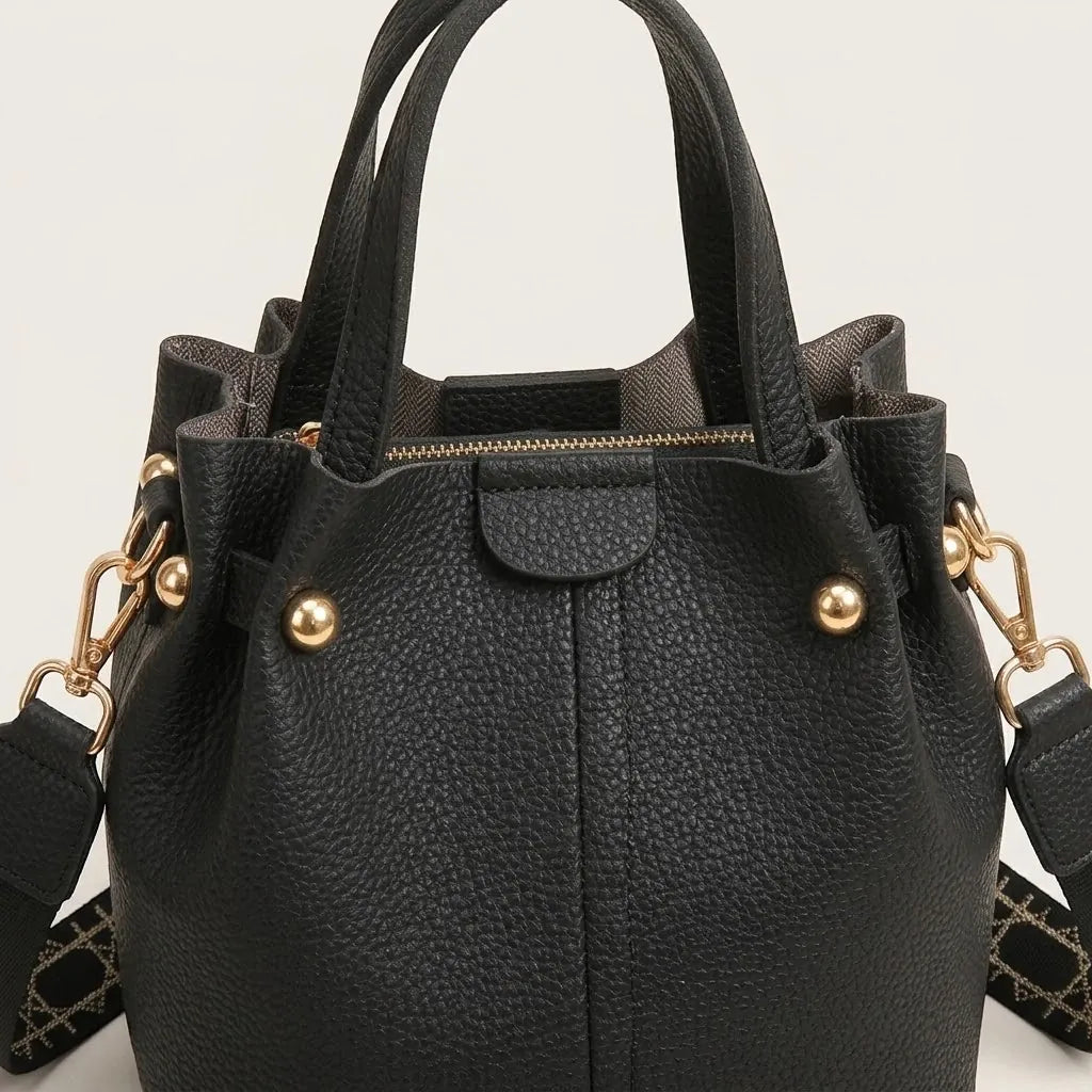 Sac seau en cuir vegan épais Noir