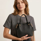 Sac seau en cuir vegan épais Noir