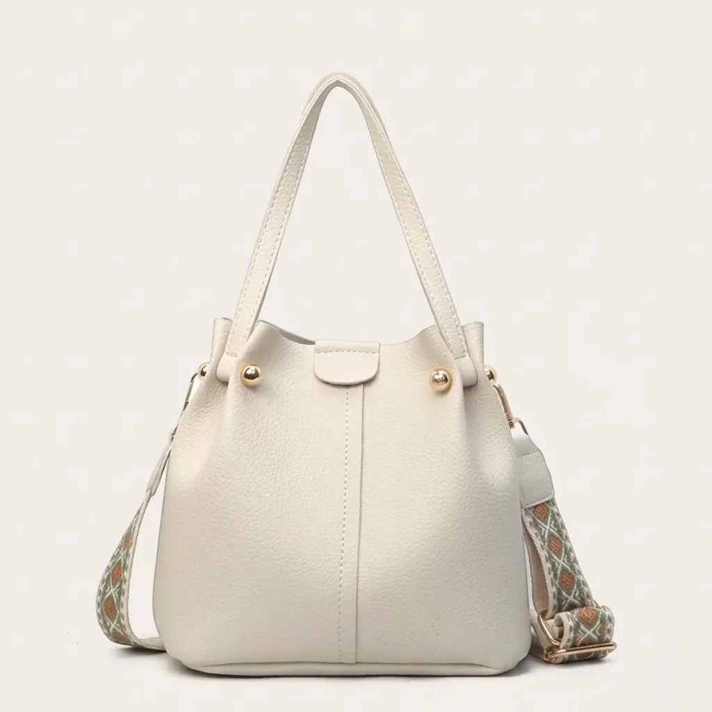 Sac seau en cuir vegan épais Blanc