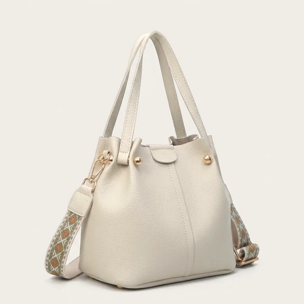 Sac seau en cuir vegan épais Blanc