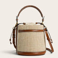 Sac seau paille et cuir