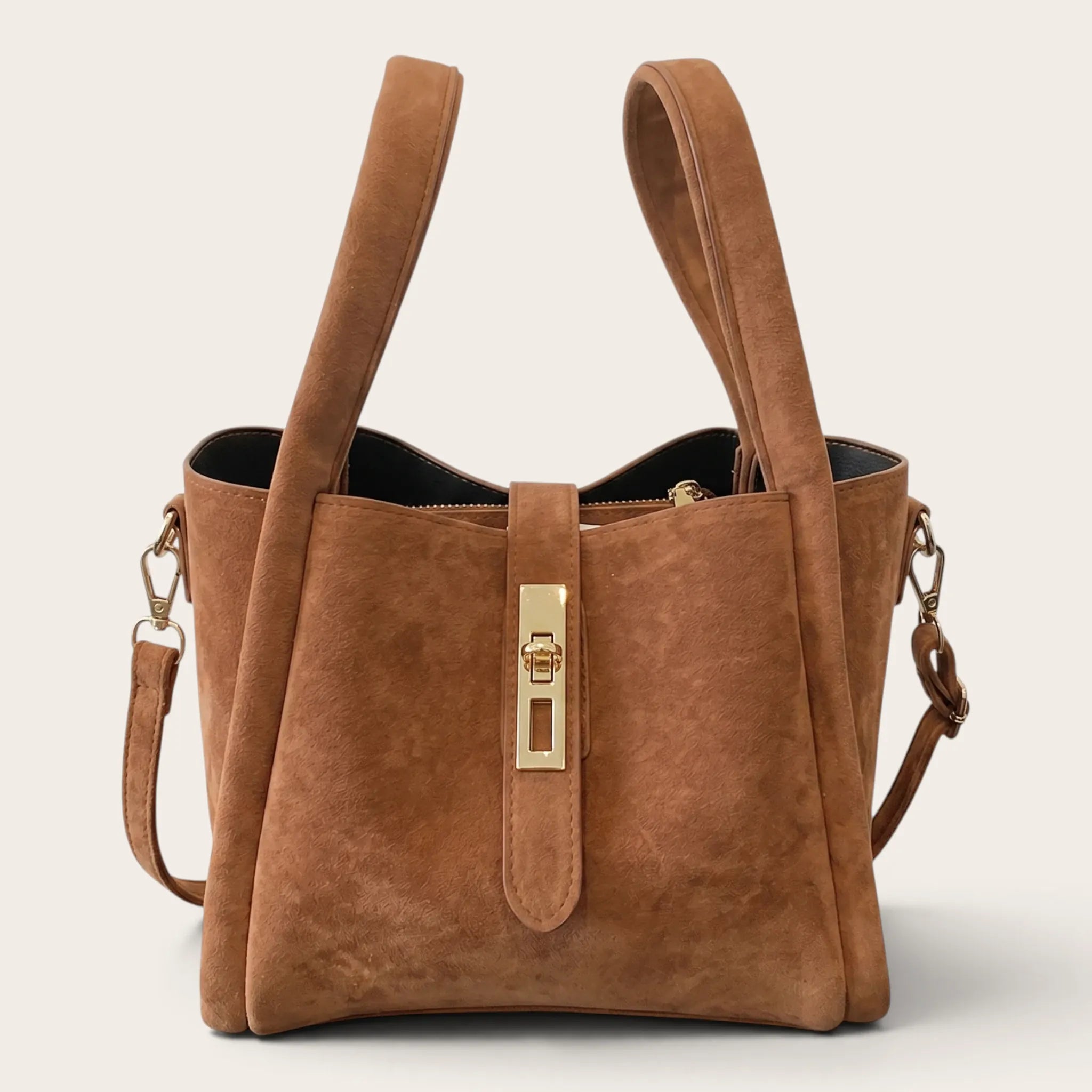 Sac seau suédine fermoir