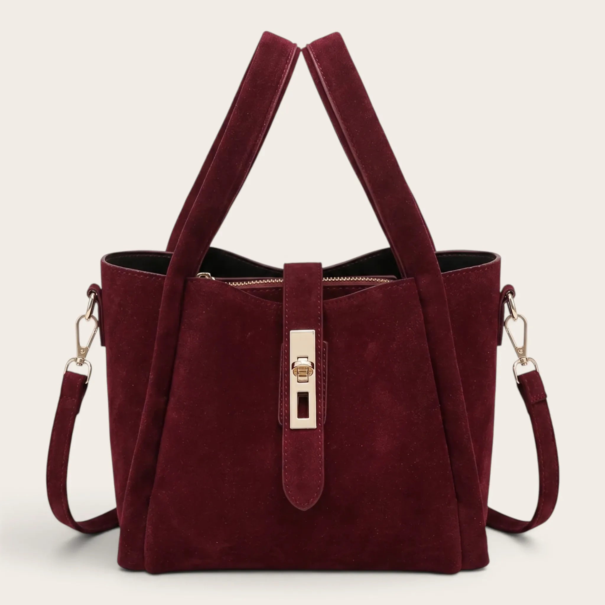 Sac seau suédine fermoir