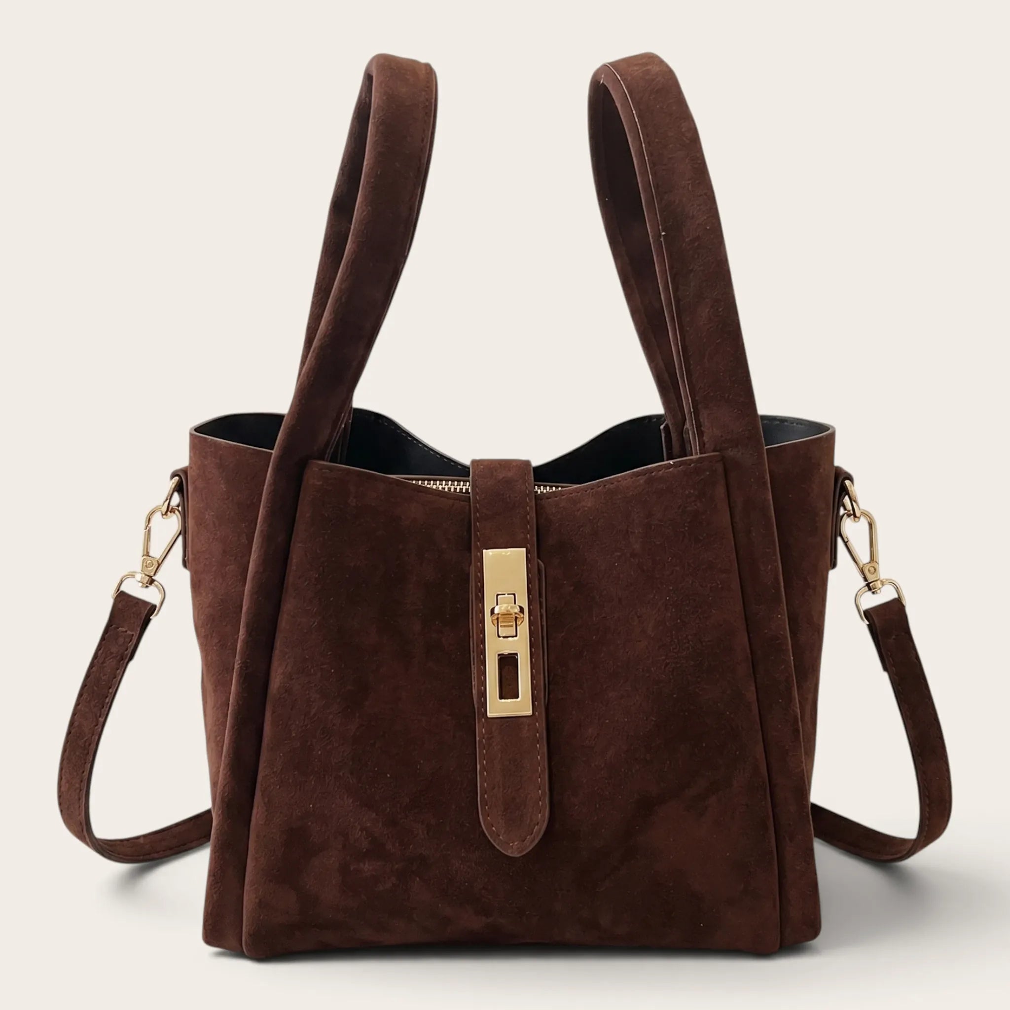 Sac seau suédine fermoir