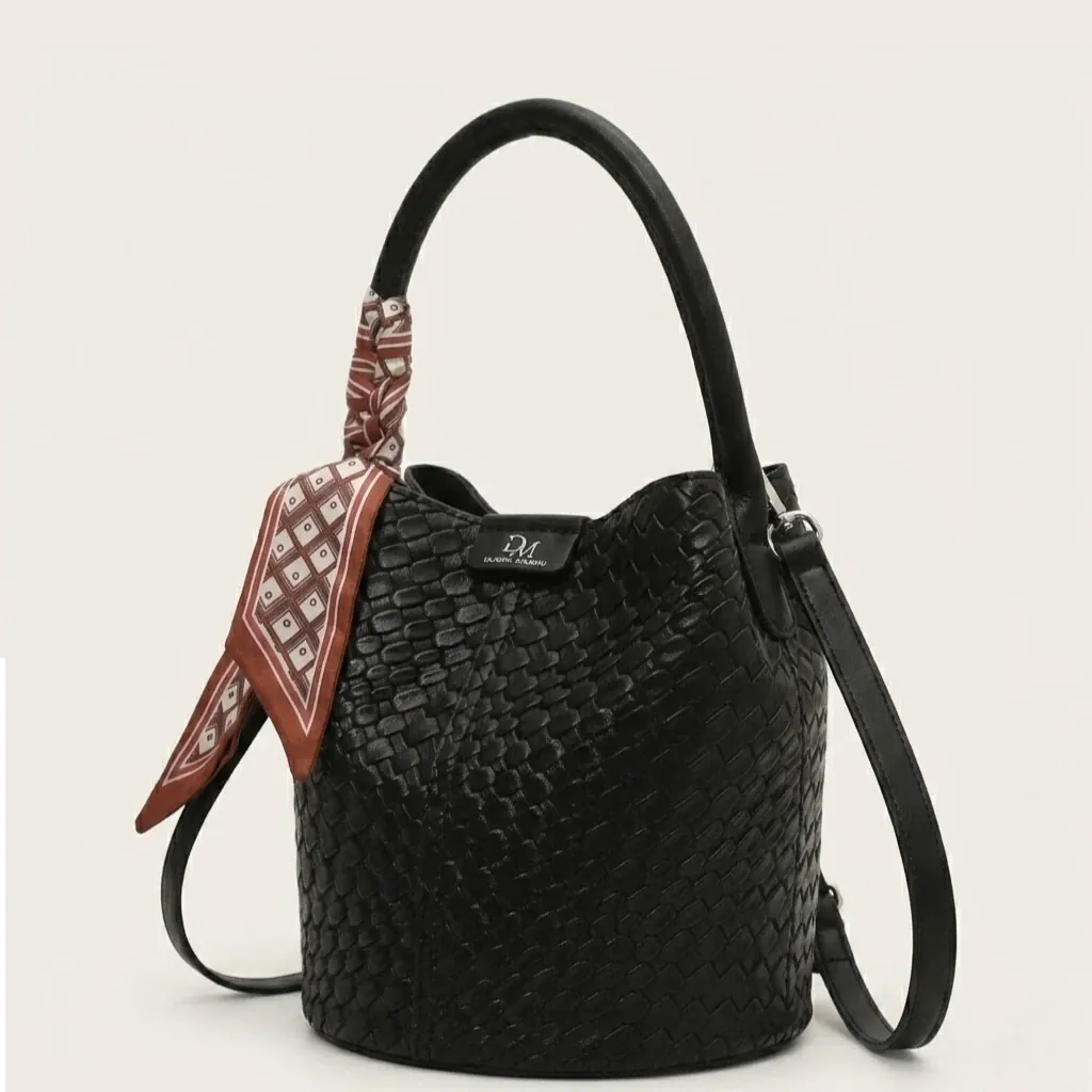 Sac seau tressé Noir