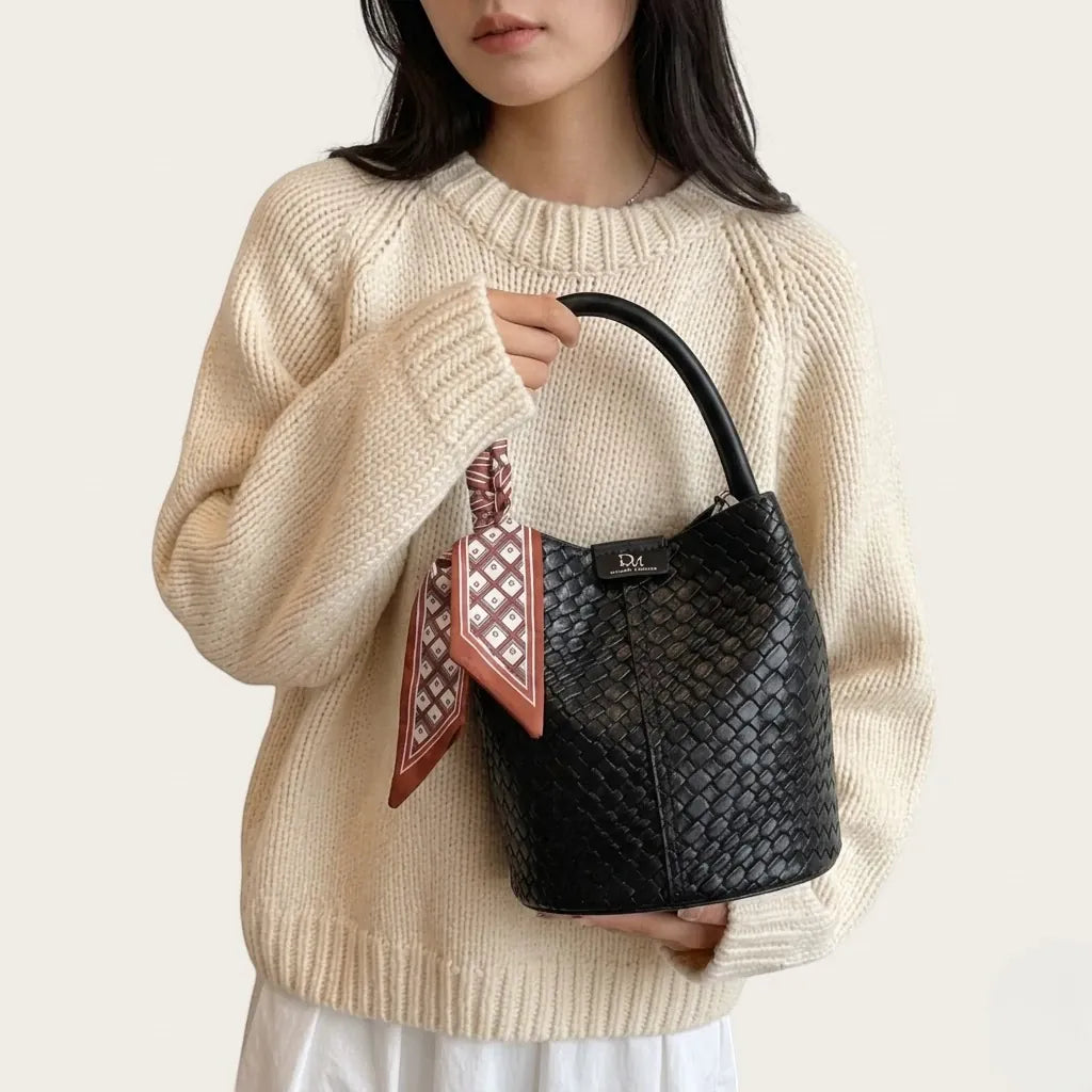 Sac seau tressé Noir