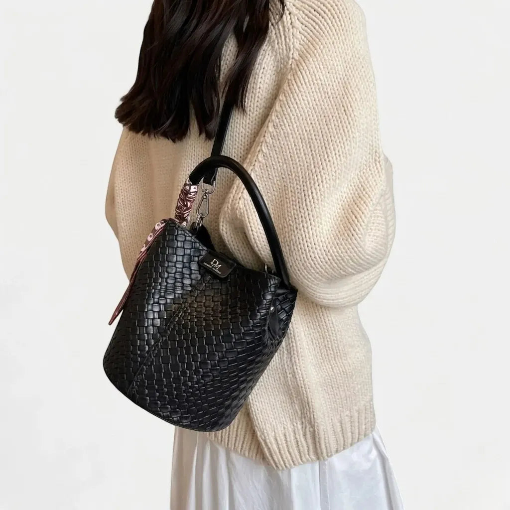 Sac seau tressé Noir
