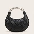 Sac tressé anse métal argenté luxe Noir
