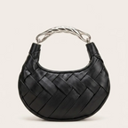 Sac tressé anse métal argenté luxe Noir
