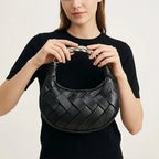 Sac tressé anse métal argenté luxe Noir