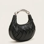 Sac tressé anse métal argenté luxe Noir