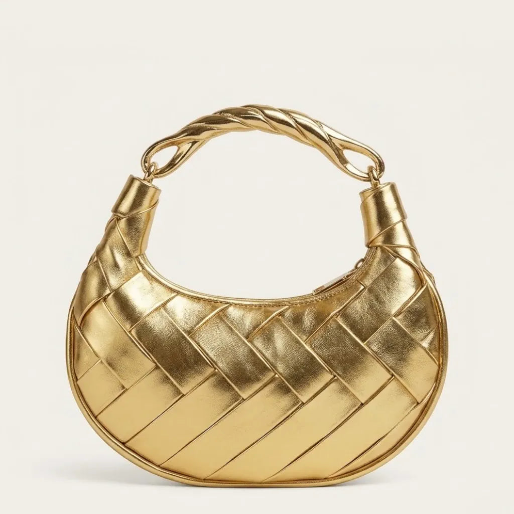 Sac tressé anse métal doré luxe Doré