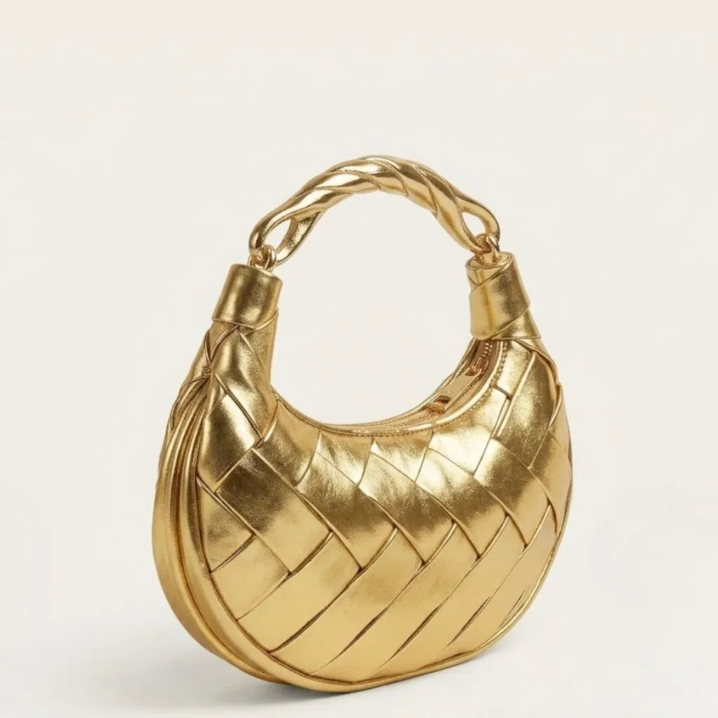Sac tressé anse métal doré luxe Doré