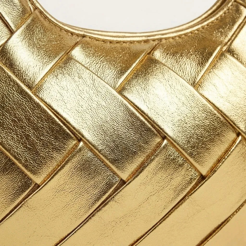 Sac tressé anse métal doré luxe Doré