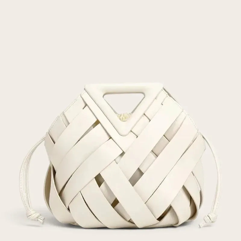 Sac tressé anse triangle cordon Blanc