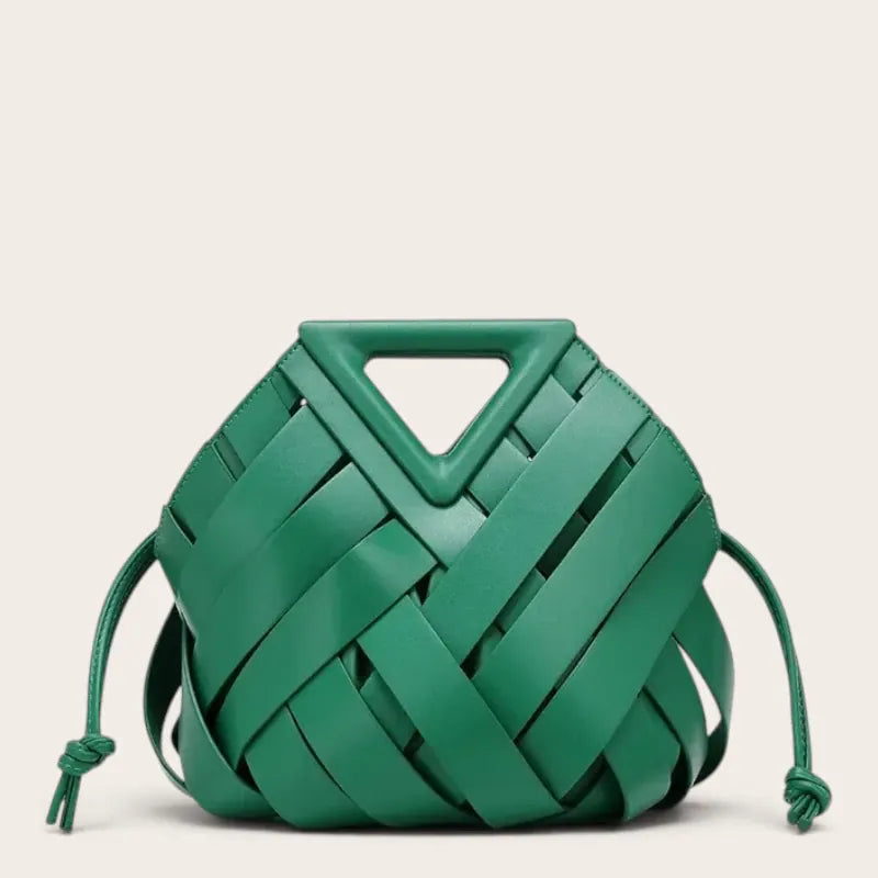 Sac tressé anse triangle cordon Vert