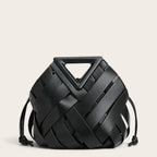 Sac tressé anse triangle cordon Noir