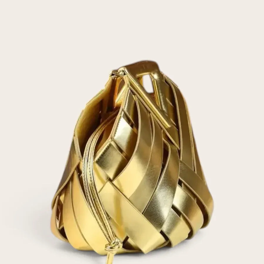 Sac tressé anse triangle cordon Doré