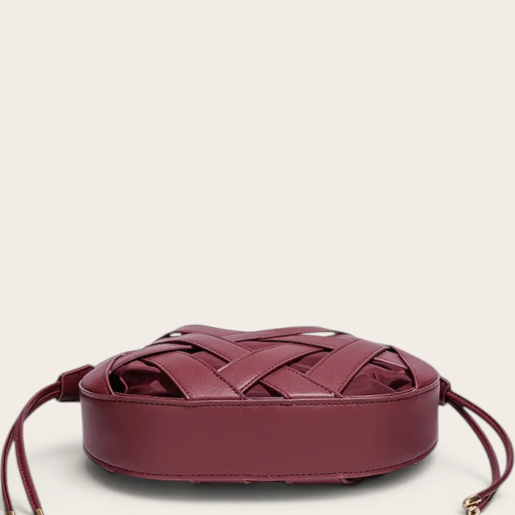 Sac tressé cage cuir lacets Acajou