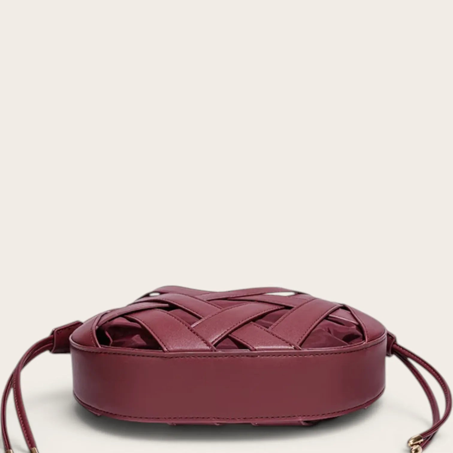 Sac tressé cage cuir lacets Acajou