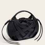 Sac tressé cage cuir lacets Noir