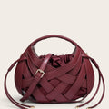 Sac tressé cage cuir lacets Acajou