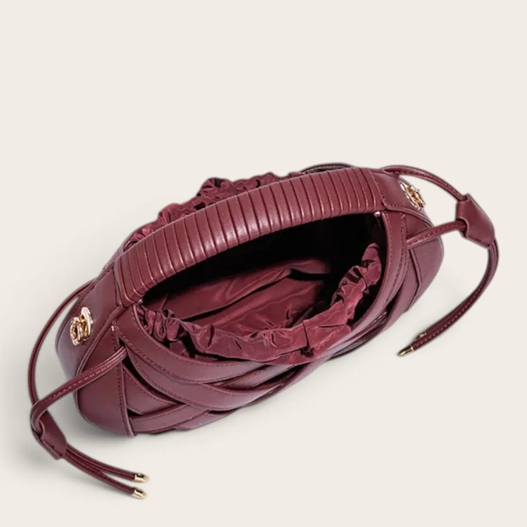 Sac tressé cage cuir lacets Acajou