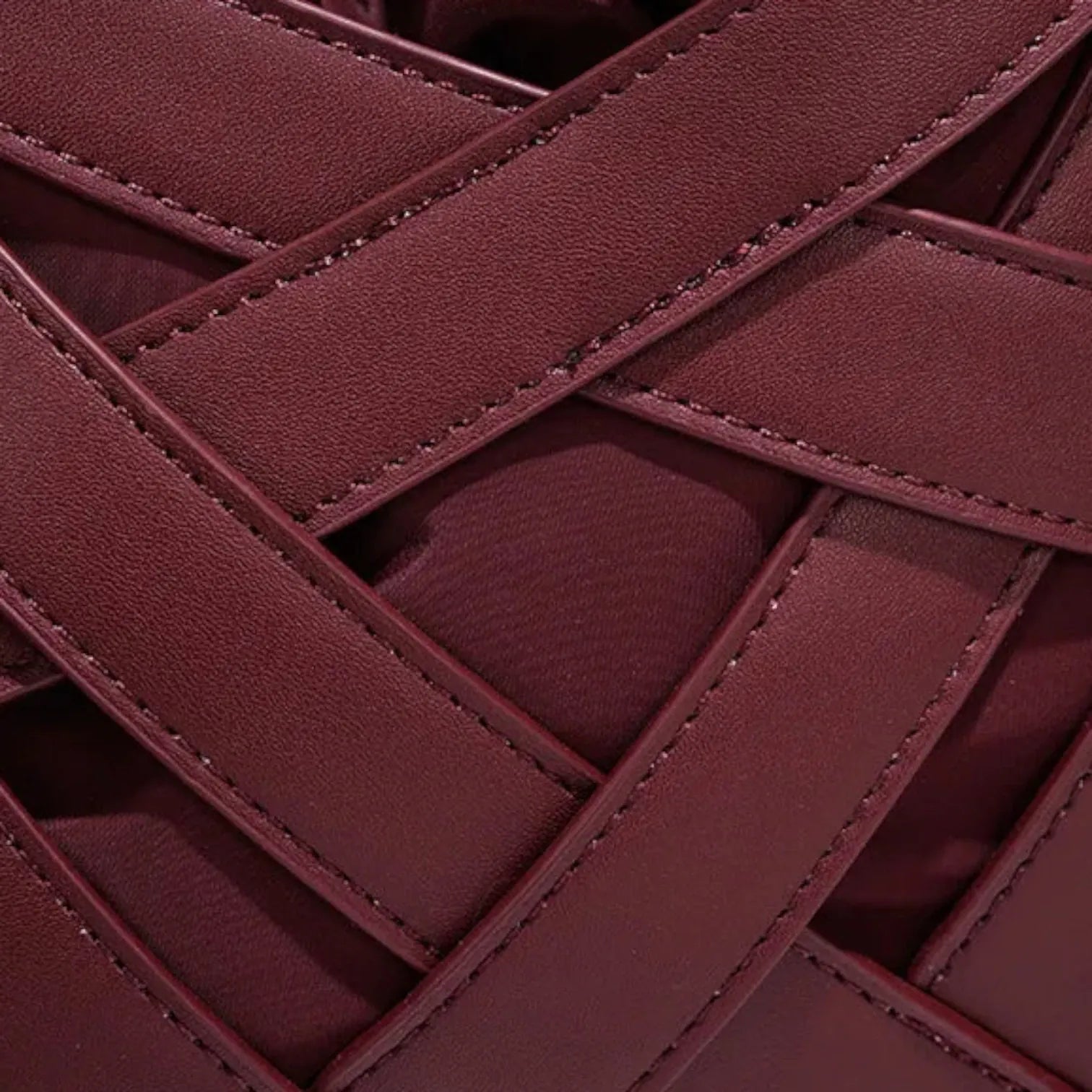 Sac tressé cage cuir lacets Acajou