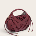 Sac tressé cage cuir lacets Acajou