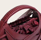 Sac tressé cage cuir lacets Acajou