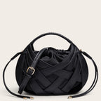 Sac tressé cage cuir lacets Noir