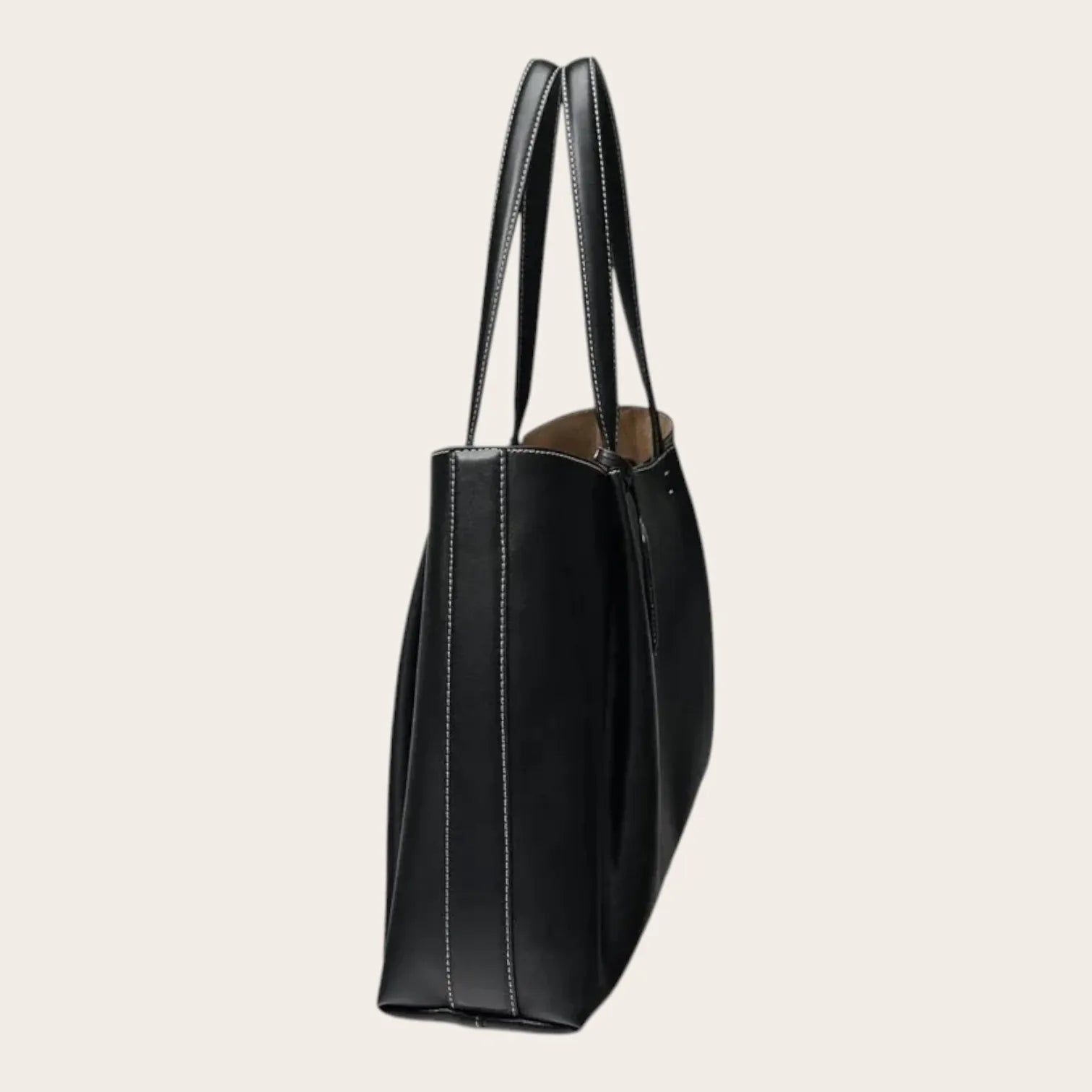 Tote bag trapèze en cuir Noir