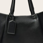 Tote bag trapèze en cuir Noir