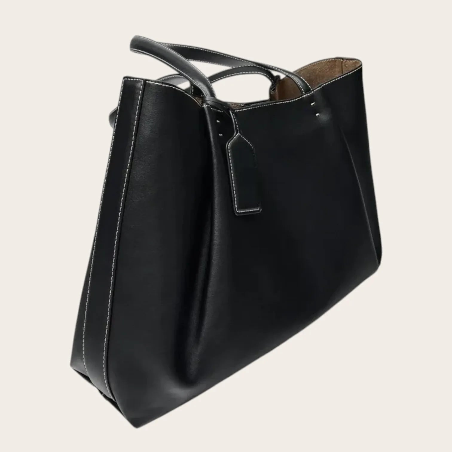 Tote bag trapèze en cuir Noir