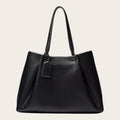 Tote bag trapèze en cuir Noir