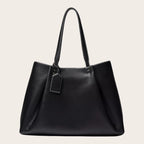 Tote bag trapèze en cuir Noir