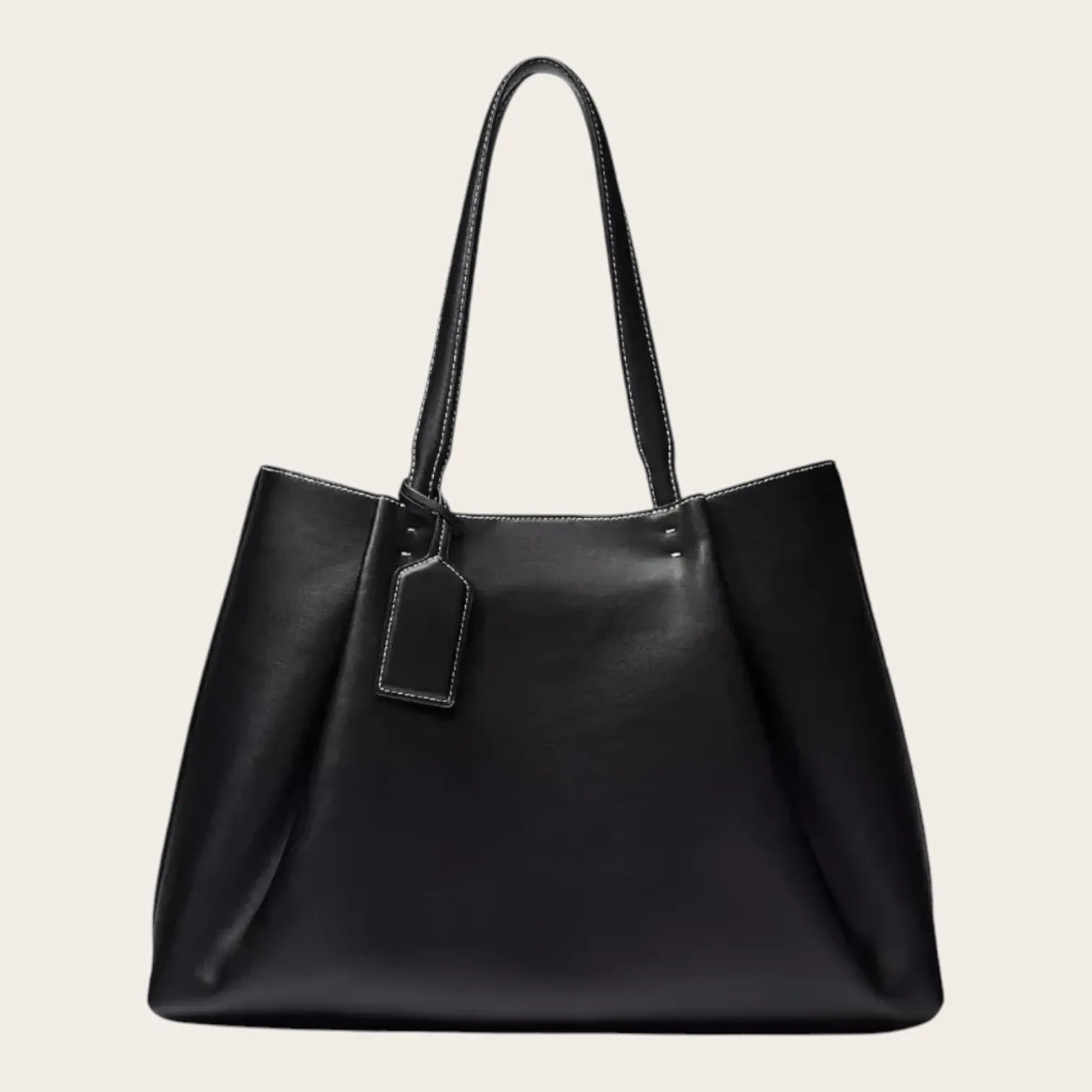 Tote bag trapèze en cuir Noir